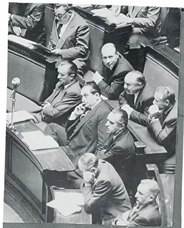 Pierre Mendes-France Sitting With the National Assembly