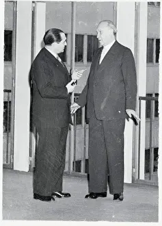 Pierre Mendes-France Speaking With Konrad Adenauer