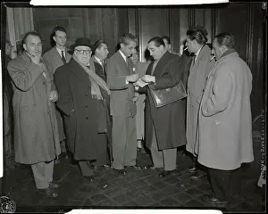Pierre Mendes France Talking with Newsmen