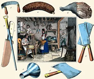 Pigs Prints: Pig Butcher & Tools