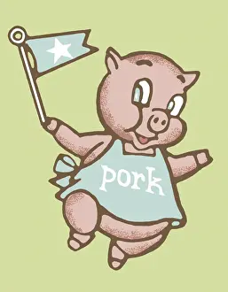 No Peopl Prints: Pig Holding a Banner