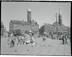 Lodgings Prints: Pigeons and Pedestrians Across from Palace Hotel