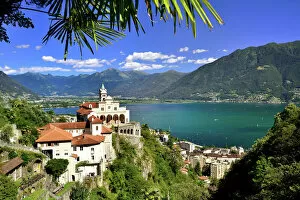 Tourist Attraction Collection: Pilgrimage church of Madonna del Sasso at Lago Maggiore, Lake Maggiore, Locarno, Ticino, Switzerland