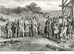 Pilgrims Receiving Massasoit
