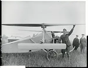 Pilot and Assistants with Helicopter