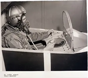 Cockpit Prints: Pilot in Dummy Plane Cockpit