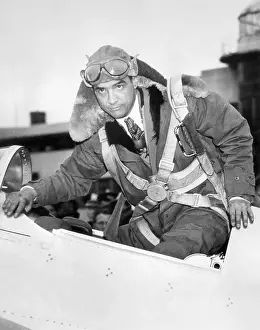 Cockpit Prints: Pilot Howard Hughes in Airplane Cockpit