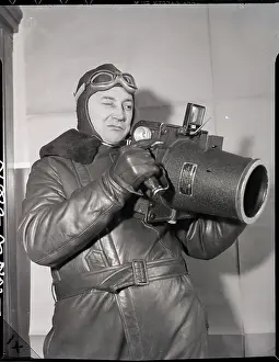 Flight Helmet Prints: Pilot Pointing K-20 Aerial Camera