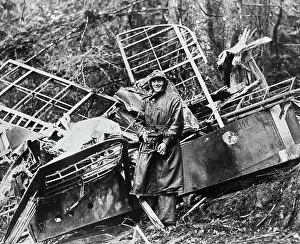 Huty32155 Prints: Pilot Poses At Air Crash, Circa 1910