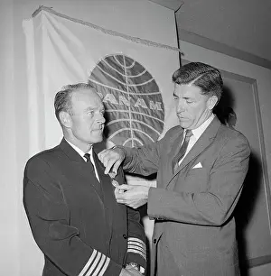 Administrator Prints: Pilot Receiving Award from Najeeb Halaby