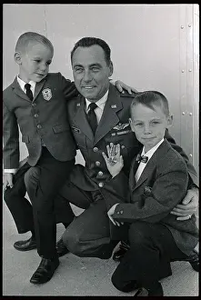 William J Prints: Pilot and Sons Posing in Photograph