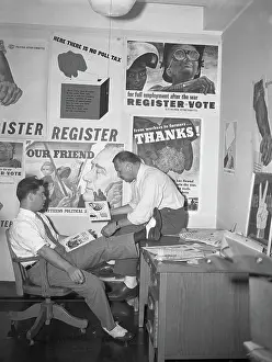 Ping Ferry and Benjamin Shahn Reading Cartoons