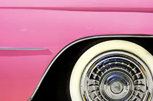 Side of pink cadillac