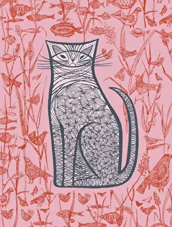Ilustratio Prints: Pink Cat; Fish; Birds