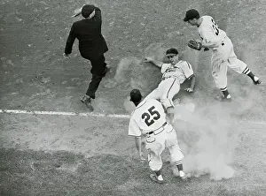 Pinky Higgins Tagging Out Joe Garagiola