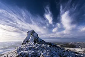 The Pinnacle of Ramshaw Rocks in winter, located between Buxton and Leek in the Peak District National park. UK