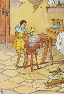 Disappointment Prints: Pinocchio Holding Hatched Egg