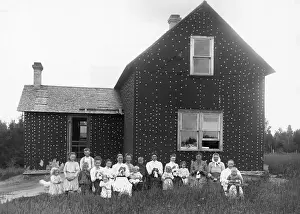Minnesota Prints: Pioneer Family in Front of Tarpaper Home