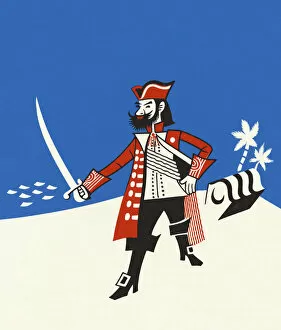Printstock Collection: Pirate Holding a Sword