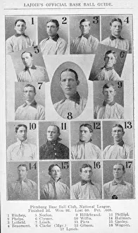 Prints of Photo collage (printed in the LaJoie Baseball Guide) depicts players from the Pittsburgh Pirates baseball team, Pittsburgh, Pennsylvania, 1906 MLB Legends Art Prints: Top 10 Greatest Baseball Players of All Time: Pittsburgh Pirates Team Collage