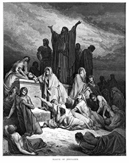 Images Dated 15th August 2016: Plague of Jerusalem engraving 1870