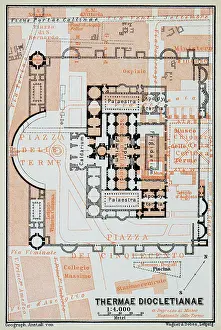 Plan of the Baths of Diocletian - Rome, Italy - 1893