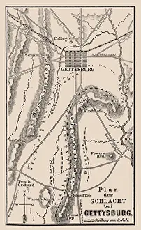Plan of the battle at Gettysburg