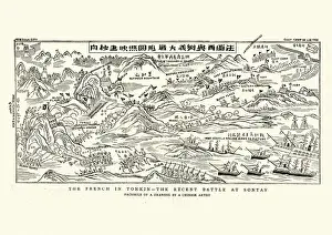 Tonkin Prints: Plan of the Battle of Son Tay, 1883