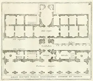 Apartments Prints: Plan of the ground floor and the first flat of the building Villa Albani
