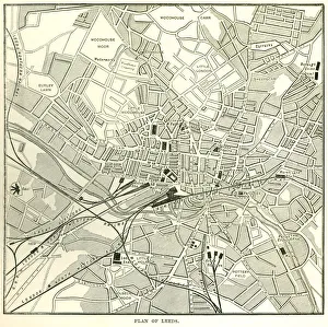 Images Dated 23rd January 2017: Plan of Leeds (Victorian engraving)