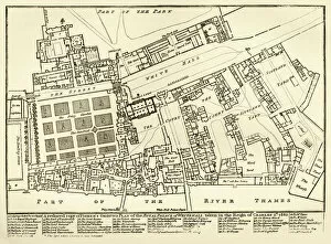 Images Dated 9th April 2014: Plan of the old Royal Palace of Whitehall