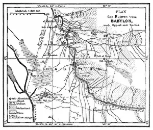 Plan of the ruins of Babylon according to Oppert and Reclus