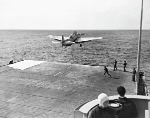 Torpedo Prints: Plane Taking Off from Aircraft Carrier