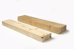 One planed timber and one rough-sawn timber