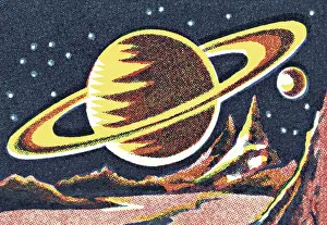 Moon Surface Prints: Planet with Rings