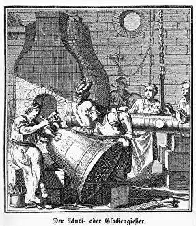 Images Dated 5th March 2018: The Plasterer, the Bell Caster, copper engraving, Regensburg Book of Estates, 1698