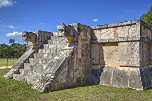 Yucatn Peninsula Prints: Platform of the eagles and jaguars, Chichen Itza