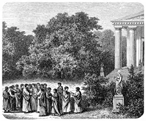 Formal Garden Collection: Plato and his students in the academys garden