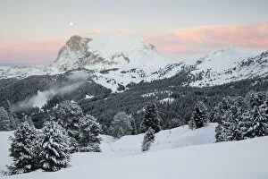Plattkofel mountain in winter, Seiser Alm, Province of South Tyrol, Italy