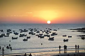 Spanish Prints: Playa de la Caleta beach, Cadiz, Costa de la Luz, Andalusia, Spain, Europe