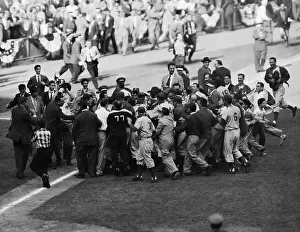 Player Mobbed By Team and Fans after World Series