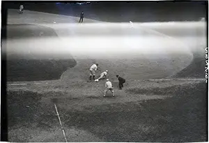 Overhead Prints: Player Stretching Leg To Reach 1St Base