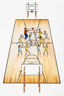 Players on basketball court