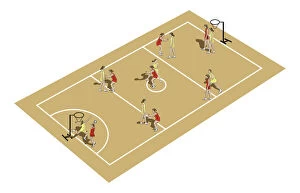 Horizontal Image Gallery: Players on netball court