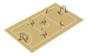 Group Of People Gallery: Players on netball court