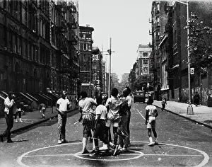 Prints of Teenage boys playing basketball in a street in Harlem, New York, circa 1975. (Photo by Charles O. Harrison/FPG/Archive Photos/Getty Images) Courtside Vibes: Stunning Basketball Prints: Playing Basketball