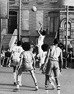 Prints of Men playing basketball at an outdoor court in Harlem, New York City, circa 1978. (Photo by FPG/Archive Photos/Getty Images) Courtside Vibes: Stunning Basketball Prints: Playing Basketball In Harlem