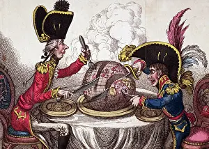 The Plum-Pudding in Danger Cartoon by James Gillray