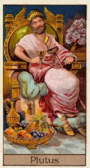 Plutus, Vintage Cigarette Card, Mythological Gods and Goddesses series, 1924