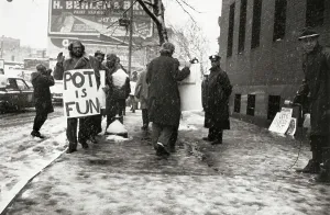 Drug Use Prints: Poet Allen Ginsberg Marching with Pot Conformists